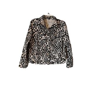 Chaus Sportswear Black and White Patterned Retro Jacket, Size 12